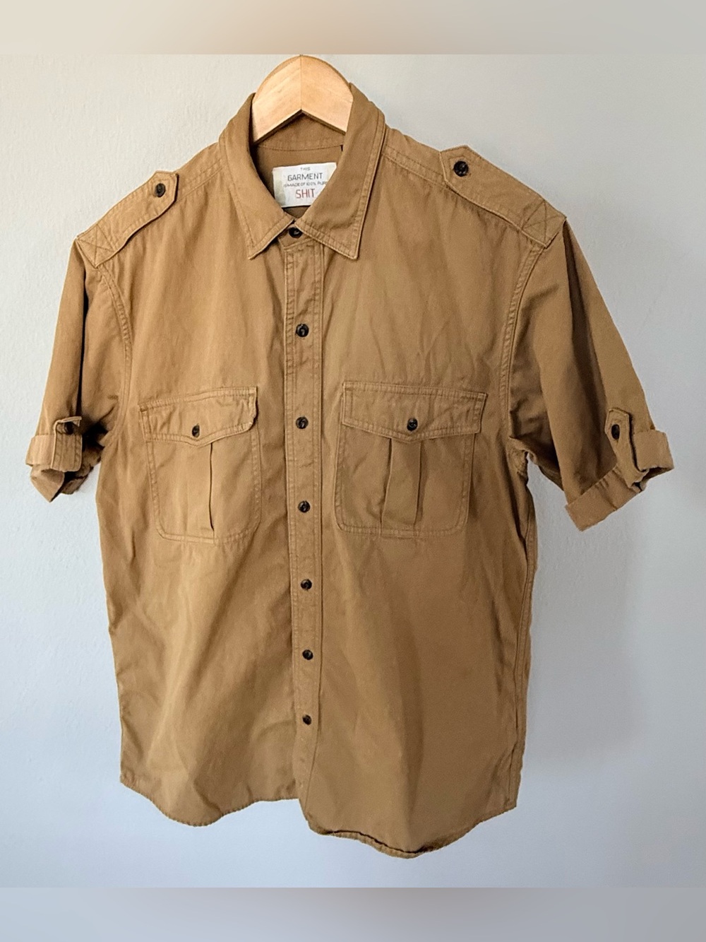 Orvis Bush Shirt Men’s M Tan Safari Travel Hiking Camping Utility Cotton Button